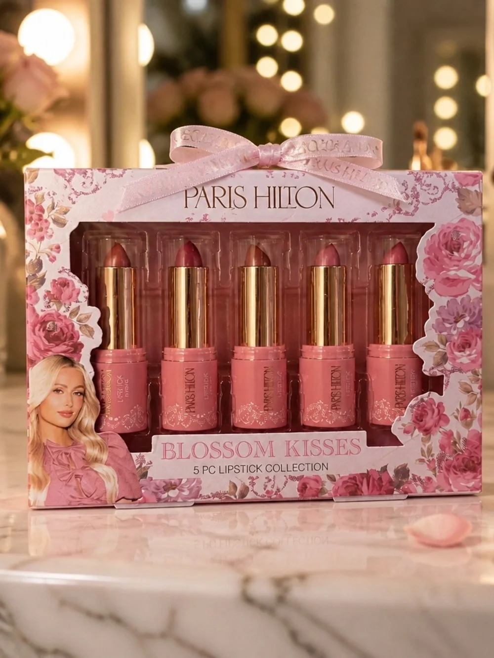 Paris Hilton Blossom Kisses 5 Pc Lipstick Collection Gift Set NIB